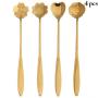 4Pcs Flower Spoon Set Stainless Steel Tea Stirring