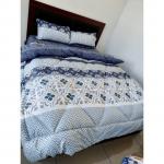 4 Piece Multicolor Duvet + 2 Pillows- Blue Multipattern