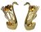 Duck spoon holder plus 6pcs Tea spoon gold