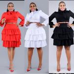 Fashion Black Ruffle Skater Dress