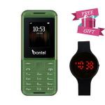 Bontel 5310 Mini 1.44"BigScreen,LoudSpeaker, FM,Spotlight Torch 1000mAh+Watch– Green