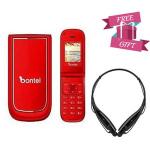 Bontel A225 1.7"Display Big Battery Powerful Speaker Flash Torch- Dual Sim +BE-Red