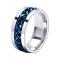 Fashion Men Stainless Steel Rotatable Chain Ring- Blue