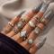 Fashion 14Pcs Boho Vintage Ring Set Silver Rings Crystal Finger Rings Set Jewelry