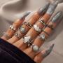 Fashion 14Pcs Boho Vintage Ring Set Silver Rings Crystal Finger Rings Set Jewelry