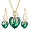 Fashion Heart-shaped Necklace + Earrings Crystal Jewelry -2 Pieces - Green