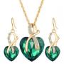 Fashion Heart-shaped Necklace + Earrings Crystal Jewelry -2 Pieces - Green