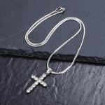 Generic Stainless Steel Cross Necklace Pendant Jewelry Chain Length 19 Silver
