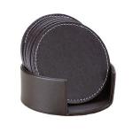 Generic Brown PU Leather Drink Coasters Set Of 6 Glass Mug Cup Mats Pats Table