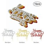 Generic 15pcs Glitter Paper Happy Birthday Cake Topper Dessert Decor