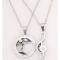 Fashion Romantic 2 Piece Men`s Ladies Couple Star Moon Necklace - Silver
