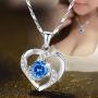 Fashion Diamond Ins Style Classic Necklace-Blue