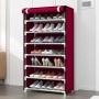 Generic 7 Layers Portable Foldable Shoe Rack Shoes Storage Home-Red