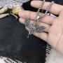 Fashion Men`s Chain Angle Wings Mixed Necklace Jewelry Gifts - Silver