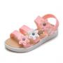 Fashion Girls Flower Square Toe Sandals-Light Pink