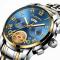 Fashion Mens Bracelet Strap Wrist Watch Steel Quartz Clock Business Watch - Blue