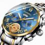 Fngeen BlueDouble Calendar Business Waterproof Watch- Silver & Gold