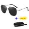 Fashion Men`s Polarized Sunglasses Square Metal Frame + Free Box- Silver