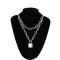 Fashion Punk Double Layer Lock Chain Pendant Necklace