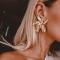 Fashion Elegance Gold Big Flower Drop Dangle Earring