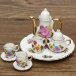 Universal 8pcs/Set Porcelain Tea Set Teapot Ceramic Retro Style Coffee Teacup Floral Cups