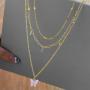 Fashion Creative Simple Ladies Butterfly Three Layers Necklace Jewelry—Gold