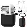 Fashion 7Pcs Portable Silicone Bluetooth Earphones Storage Bag Csae Box For AirPods-Black