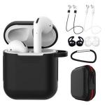 Fashion 7Pcs Portable Silicone Bluetooth Earphones Storage Bag Csae Box For AirPods-Black