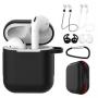 Fashion 7Pcs Portable Silicone Bluetooth Earphones Storage Bag Csae Box For AirPods-Black