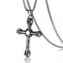 Fashion Men Vintage Titanium Steel Jesus Cross Pendant Chain Necklace Party Jewelry Gift-Antique Silver