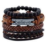 Fashion 4pcs Believe Letter Personality Fashion Bracelet Sets