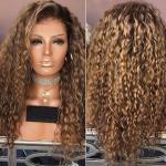 AISINI Small Roll Brown Long Curly Hair Wig Explosion Head Headgear