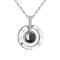 Fashion Rose Gold And Silver I Love You Necklace Projection Pendant Romantic-Round Platinum