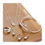 Fashion 4pcs Fashion Water Drop All-match Jewelry Set-Silver