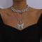 Fashion Punk Cuban Double Layer Big Butterfly Pendant Necklace