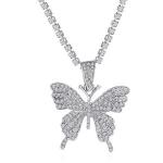 Fashion Stainless Steel Women Rhinestones Butterfly One Layer-