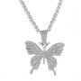 Fashion Stainless Steel Women Rhinestones Butterfly One Layer-