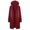 Fashion Chic Lady Solid Color Long Sleeve Casual Hooded-Wine Red