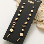 Fashion 9 Pair Setsorted Multiple Stud Earings Jewelry Set With Card For Women And Girls(Gold)