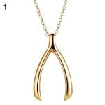 Fashion Magical Wishbone Pendant Necklace Good Luck Charm-Golden