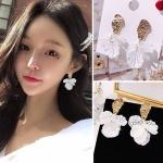 Fashion White Shell Flower Petal Drop Earrings For Women