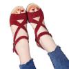 Generic Women Wedge Fashion Buckle Wild Slim High Heel Sandals Wild Ladies High Heels-red-35