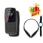 Nokia 106, 1.8" Display [4MB RAM + 4MB ROM],, (Dual Sim) - Black +HBS+W