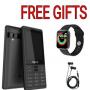 Tecno T529,,2.8 Disp(LCD Screen), GSM, 0.08MP, 2500MAH,,SMART WATCH&EARPHONES