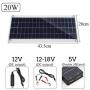 Generic Double USB Inteace Port 20W Solar Panel /USB Charging Camping Traveling