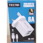 Tecno 6A 2 USB CHARGER