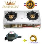 Annov 2 Burner Gas Cooker Stainless +regulator +pipe