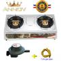 Annov 2 Burner Gas Cooker Stainless +regulator +pipe