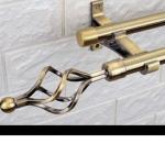 Generic Double Adjustable Curtain Rod-BROWN