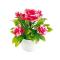 Generic Potted Plant Lifelike Artificial Plastic Simulation Flowers Pot For Home-Red